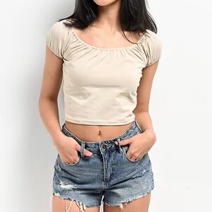 Zine Clothing Cream Crop Top from Zumiez